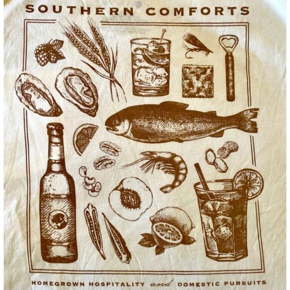 SOUTHERN PROPER ‘SOUTHERN COMFORTS’ SHORT SLEEVED CREW NECK TEE SIZE Large White